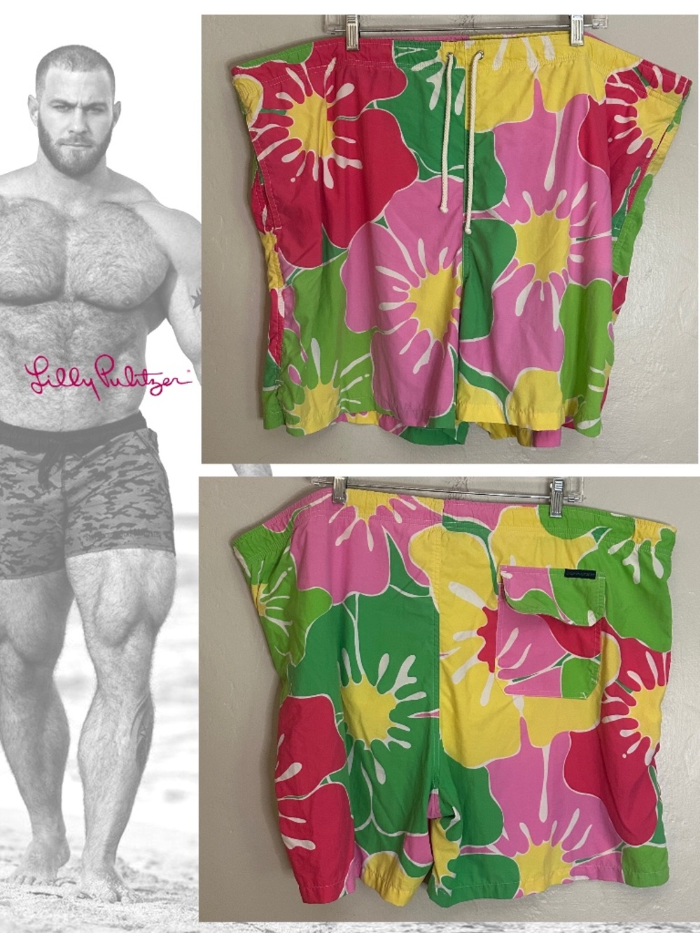 Lilly Pulitzer Swim Trunks XXL Gently worn 100% nylon 44-50" waist 6" inseam
